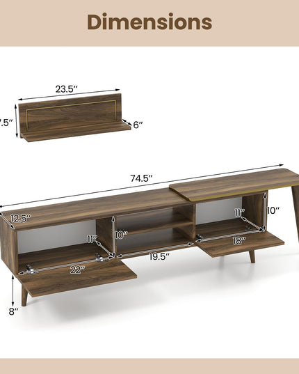 Giantex 85 Inch TV Stand and 2 Floating Shelves Set