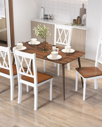 Giantex Dining Room Chairs Set of 4 White - Wooden Farmhouse Kitchen Chairs with Rubber Wood Seat