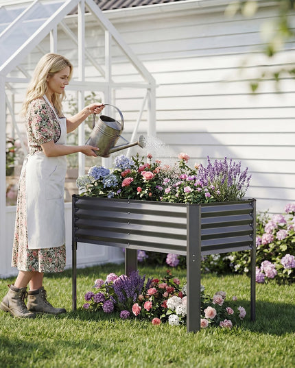 Giantex 46"x24"x31" Galvanized Raised Garden Bed with Legs (1/2)