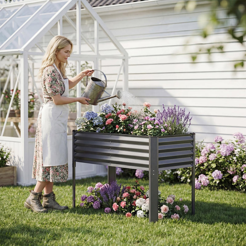 Giantex 46"x24"x31" Galvanized Raised Garden Bed with Legs (1/2)