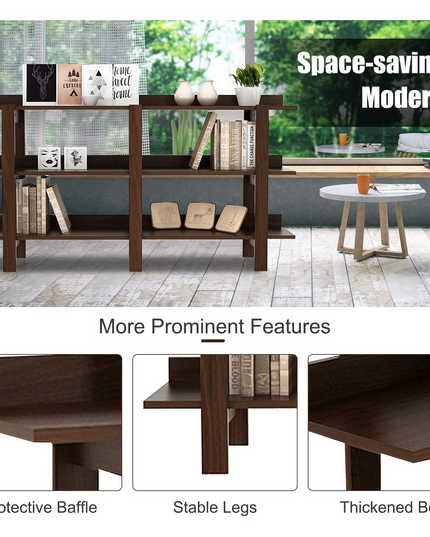Giantex Console Table, Vintage 59inch Long Sofa Table with 3-Tier Open Shelf
