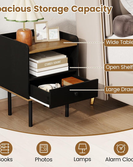 Giantex Wood Nightstands Set of 2 with Drawer