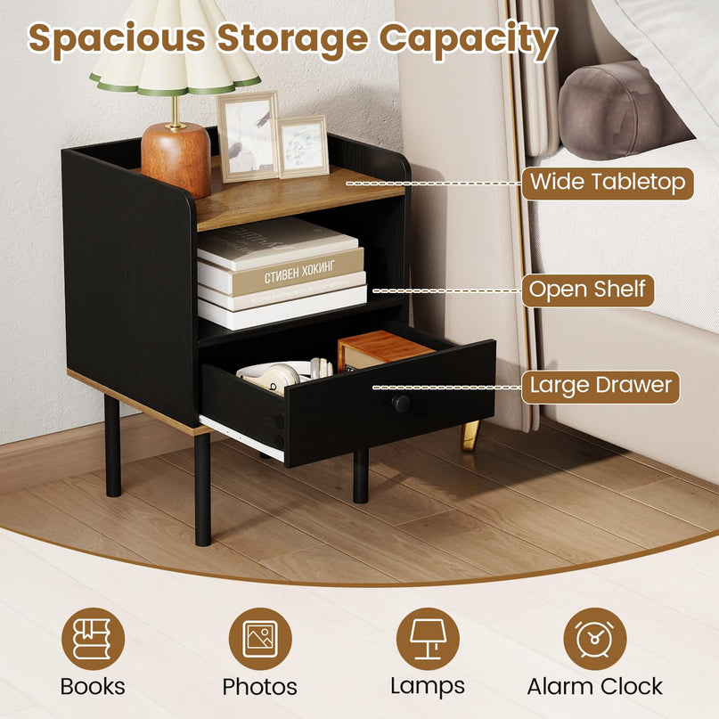 Giantex Wood Nightstands Set of 2 with Drawer