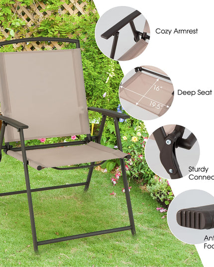 Giantex Set of 4 Patio Folding Chairs - Outdoor Sling Chairs