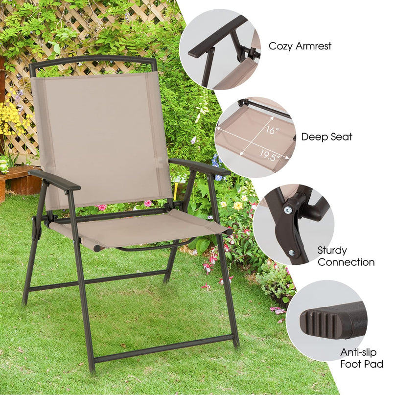Giantex Set of 4 Patio Folding Chairs - Outdoor Sling Chairs