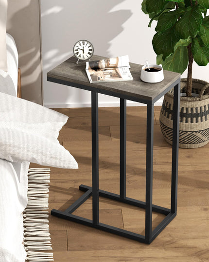 Giantex C Shaped End Table, Small Side Table for Sofa, Couch Table That Slide Under with Metal Frame