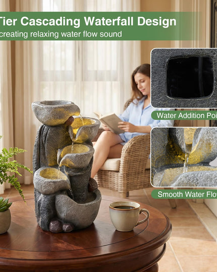 Giantex 5-Tier Outdoor Water Fountain with Lights