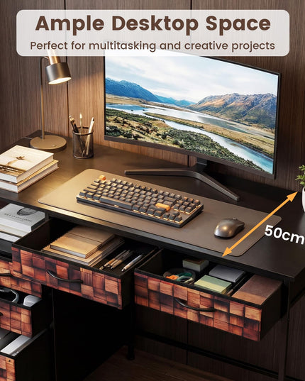 Giantex 120 CM Home Office Desk with Fabric Drawer and Shelf