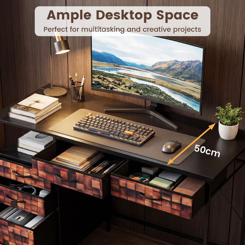 Giantex 120 CM Home Office Desk with Fabric Drawer and Shelf