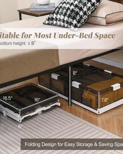 Giantex 26.5Gal Under Bed Storage Containers, 2/4 Pack Stackable Rolling Plastic Storage Boxes with Wheels & Lids