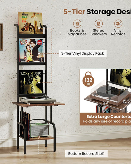 Giantex Record Player Stand with Vinyl Storage