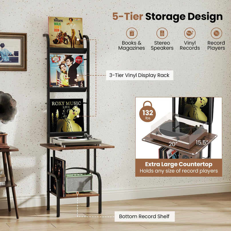 Giantex Record Player Stand with Vinyl Storage