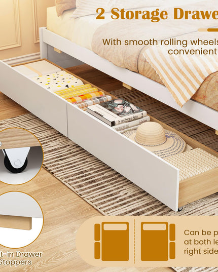 Giantex Queen Size Bed Frame with 2 Storage Drawers