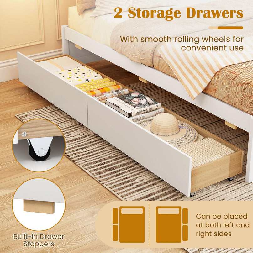 Giantex Queen Size Bed Frame with 2 Storage Drawers