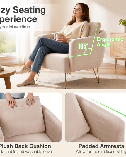 GIANTEX Modern Accent Chair with Back Cushion(1/2)