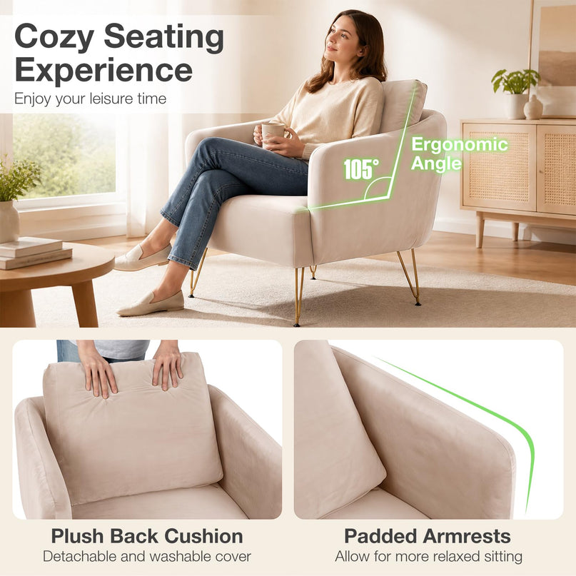 GIANTEX Modern Accent Chair with Back Cushion(1/2)
