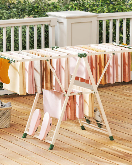 Giantex Clothes Drying Rack, Foldable Metal Laundry Drying Rack（64"L x 39"-62"H）