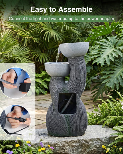 Giantex 3-Tier Outdoor Water Fountain with Lights