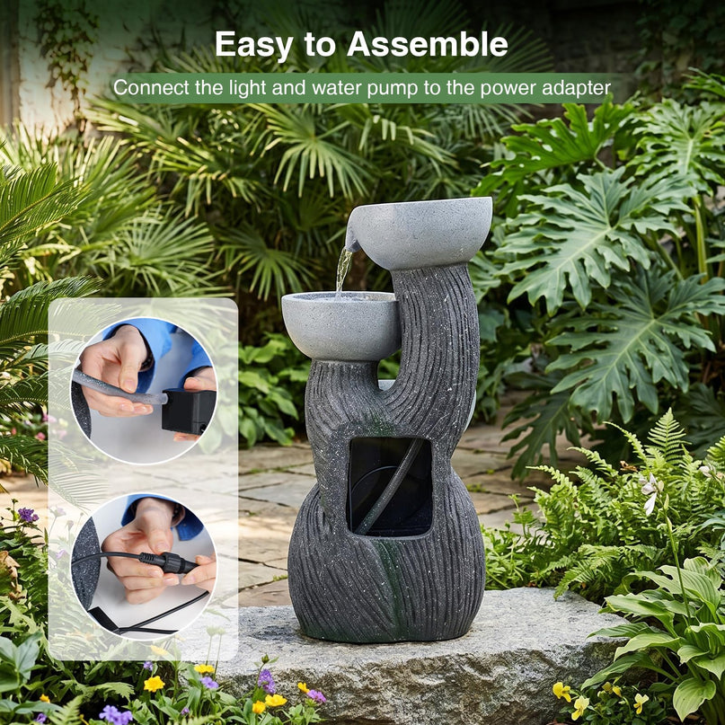 Giantex 3-Tier Outdoor Water Fountain with Lights