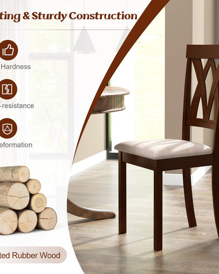 Giantex Wood Dining Chair, Wooden Kitchen Chairs with Upholstered Seat