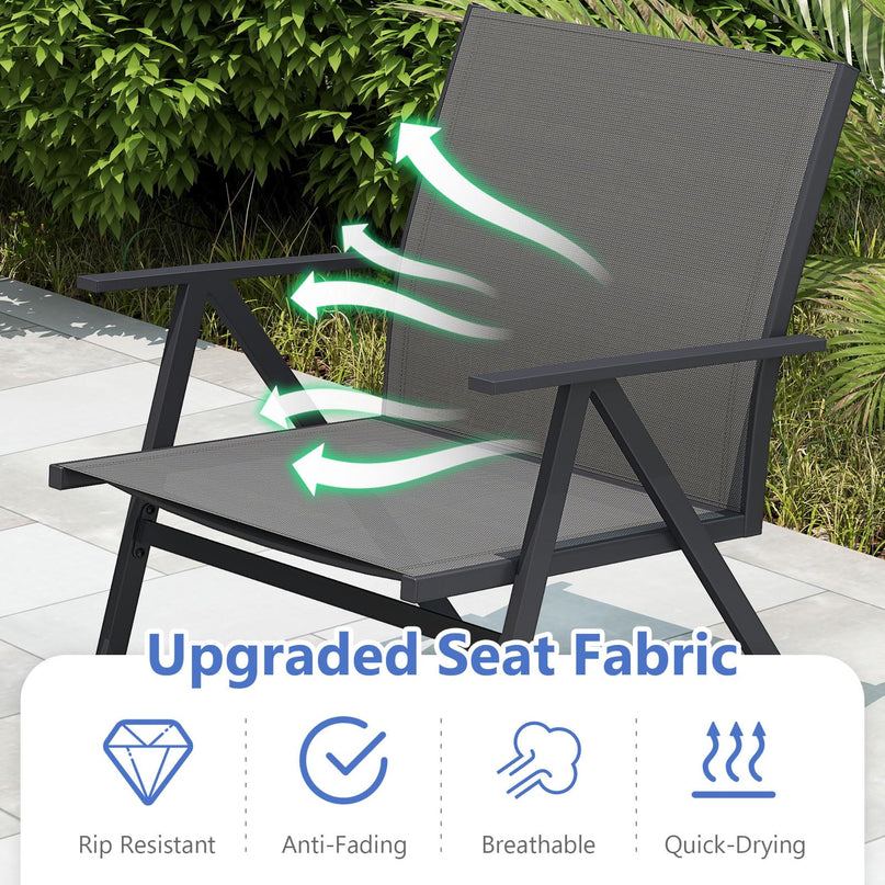 Giantex Patio Chairs Set of 2 w/Sturdy Metal Frame & Breathable Seat Back
