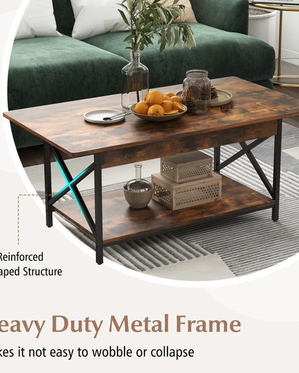 Giantex 2 ier Coffee Table with Storage Shelf for Living Room