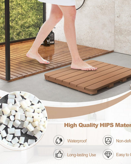 Giantex Waterproof Bath Mat, Shower Mat for Bathroom Inside, Outdoor HIPS Floor Mat with Non Foot Pads