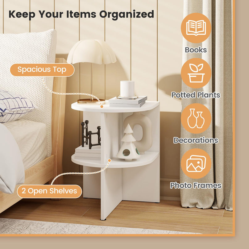 Tables d'appoint demi-lune à 2 niveaux Giantex