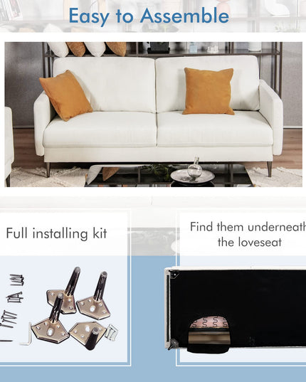 Giantex Sofa Couch, for Bedroom, Reception Rooms, Chair & Loveseat(Grey & White)