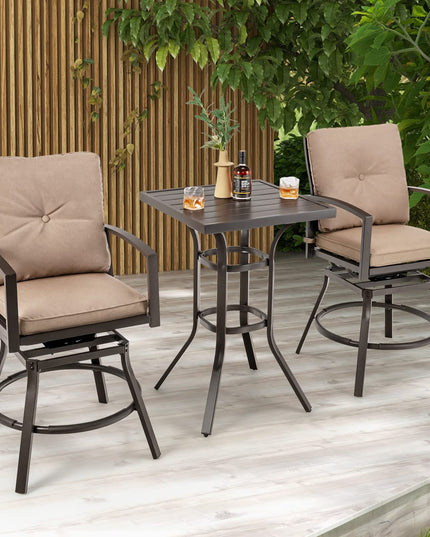 Giantex Set of 2 or 4 Patio Bar Chairs - Swivel Counter Height Bar Stool with Inclined Backrest