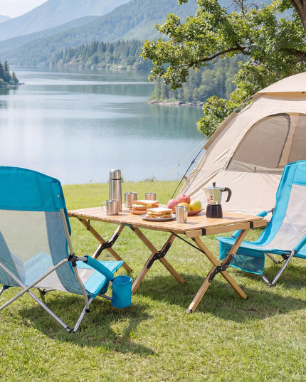 Giantex 2 Pack Folding Beach Chairs for Adults Portable Lightweight Camping Chairs Set of 2