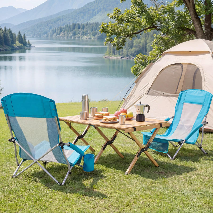 Giantex 2 Pack Folding Beach Chairs for Adults Portable Lightweight Camping Chairs Set of 2
