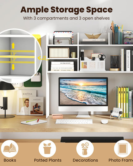 Giantex Desktop Bookshelf 37" Desk Hutch Dorm for Computer Up to 32 Inch