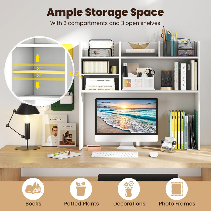 Giantex Desktop Bookshelf 37" Desk Hutch Dorm for Computer Up to 32 Inch