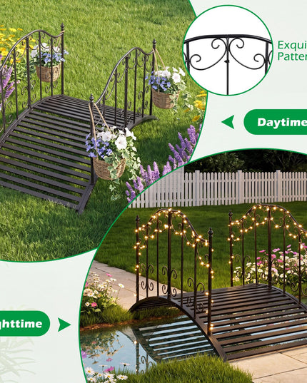 Giantex 4 FT Metal Garden Bridge | 330 lbs Capacity Outdoor Landscape Bridges