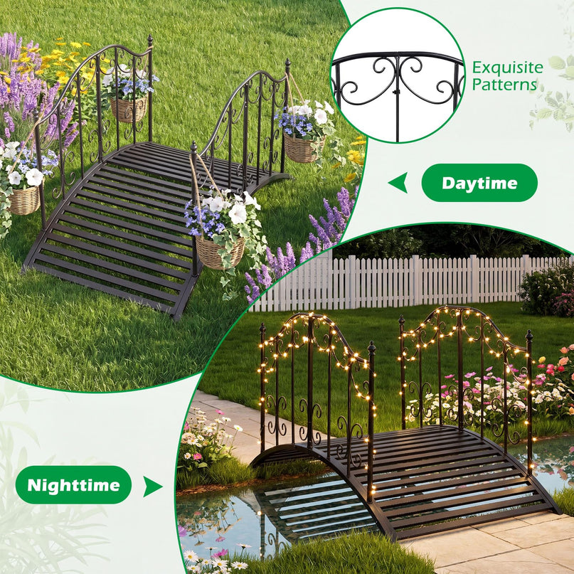 Giantex 4 FT Metal Garden Bridge | 330 lbs Capacity Outdoor Landscape Bridges