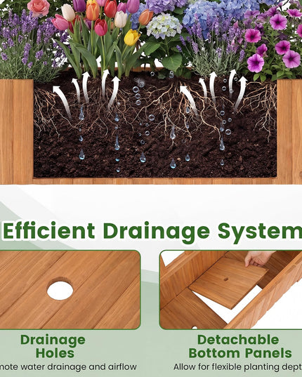Jardinière surélevée d'extérieur en bois de sapin Giantex 71" avec treillis et trous de drainage