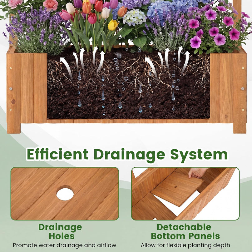 Jardinière surélevée d'extérieur en bois de sapin Giantex 71" avec treillis et trous de drainage