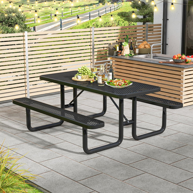 Giantex 72” Picnic Table, Large Outdoor Table & Bench Set for 8