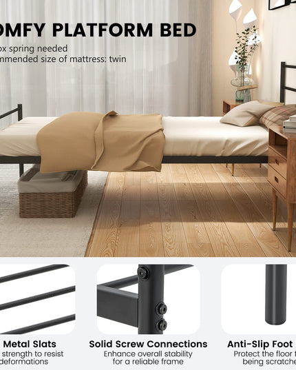 Giantex Twin Size Metal Bed Frame with Headboard & Footboard, 13.5 Inch Platform Bed Frame