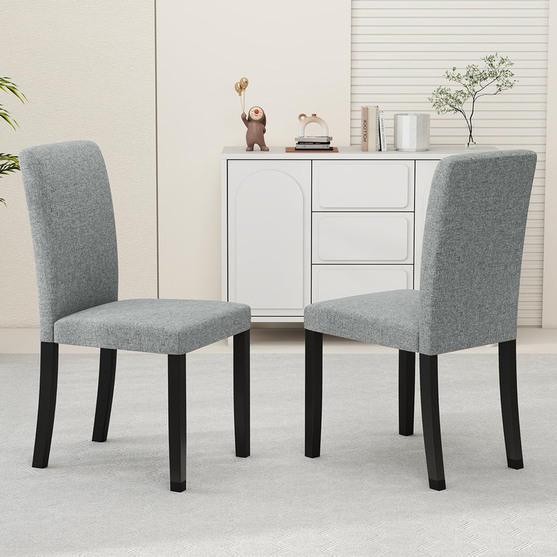 Giantex Upholstered Dining Chairs Set of 2/4 w/Rubber Wood Legs