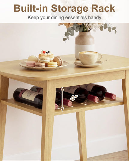 Giantex Dining Table Set for 2 | Space Saving Kitchen Table and Chairs Set w/Rubber Wood Frame