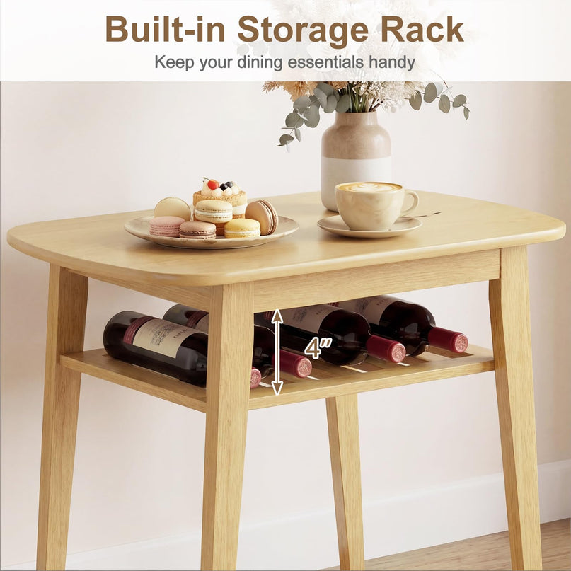 Giantex Dining Table Set for 2 | Space Saving Kitchen Table and Chairs Set w/Rubber Wood Frame