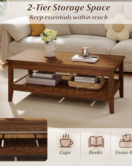 Giantex Mid Century Modern Coffee Table 47" Wood Center Table