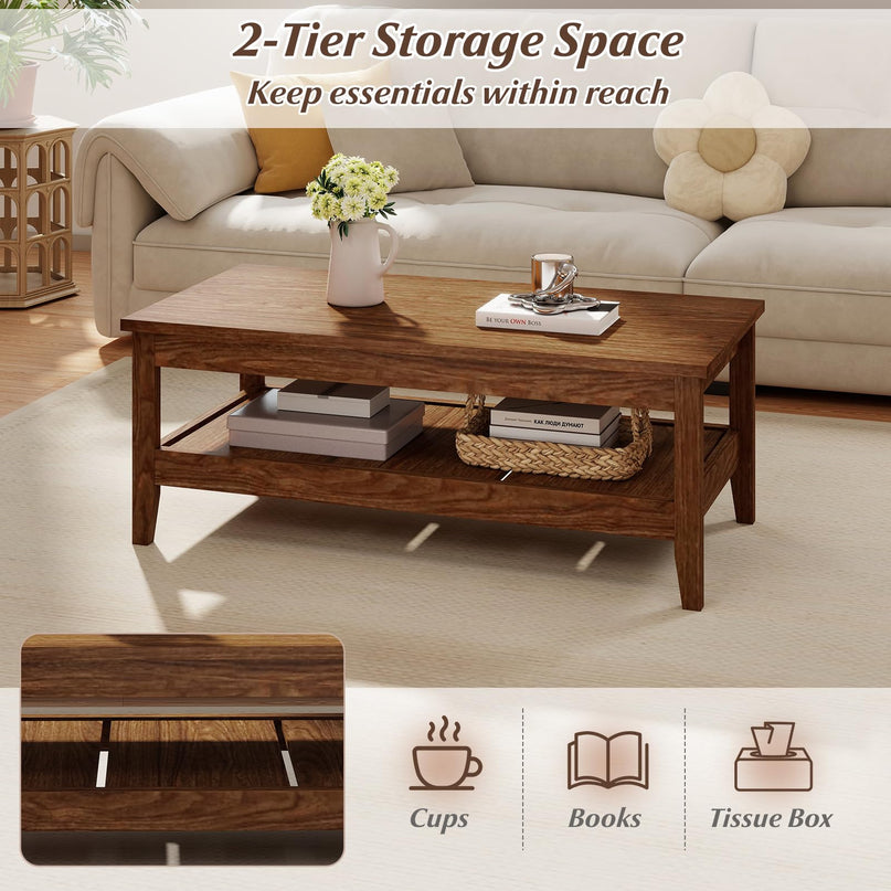 Giantex Mid Century Modern Coffee Table 47" Wood Center Table