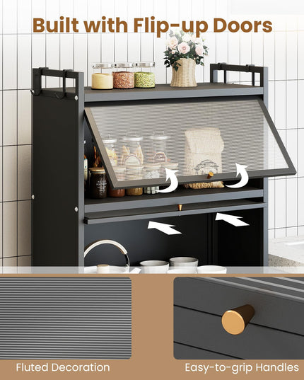Giantex 5-Tier Kitchen Storage Cabinet w/4 Flip-up PC Doors