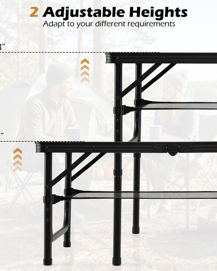 Giantex 3 FT Folding Portable Aluminum Picnic Table with Adjustable Heights