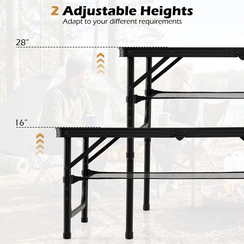 Giantex 3 FT Folding Portable Aluminum Picnic Table with Adjustable Heights