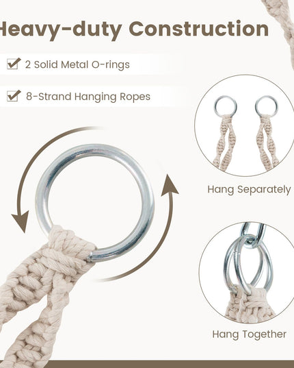 Giantex Hammock Chair, Macrame Hanging Chair with Removable Cushion,  Max 440 lbs, Swinging Chair, Beige