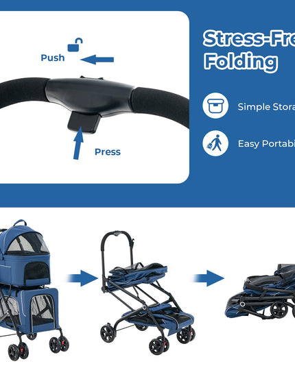 Giantex Double Dog Stroller - Pet Stroller for 2 Dogs